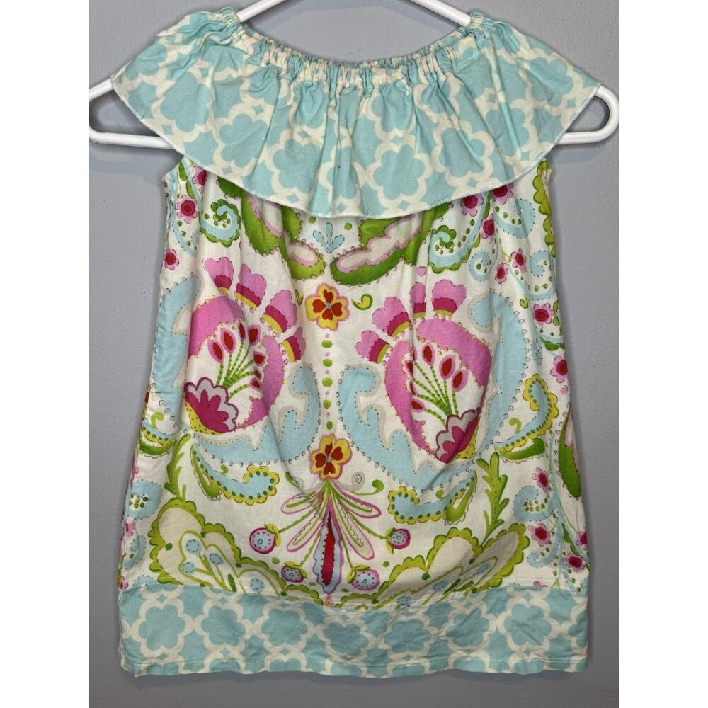 Southern Tots Girls Dress Size 5 Blue Ruffle Floral Green Pink Preppy Cute